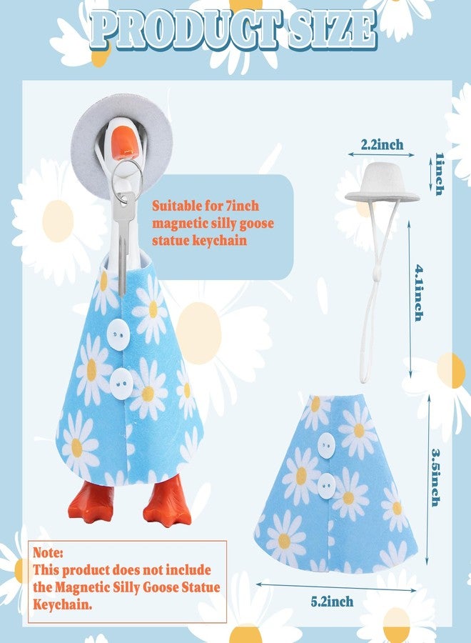 LUOHECAM 7 Inch Desk Goose Outfits Daisy Cape Hat Set Tabletop Goose Accessory Mini Porch Goose Costume Magnetic Goose Statue Key Holder Clothes for Table Decor - Image 2